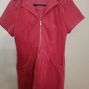 Stylish Pink Corduroy Dress